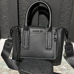 Madden NYC Black Crossbody Shoulder Bag Womens With Embellished Gem Pouch Handle